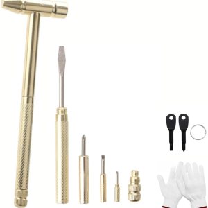 Mini martillo multifuncional de latón 6 en 1, juego de destornilladores pequeños, para reparación de teléfonos móviles, relojes, cámara, tablet, Mini martillo multifuncional de latón 6 en 1, juego de destornilladores pequeños, para reparación de teléfonos móviles, relojes, cámara, tablet,