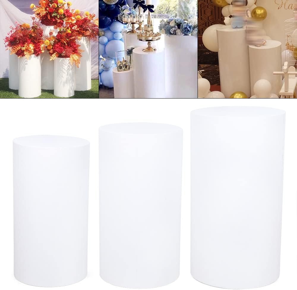OCASAMI Soportes cilíndricos para fiesta, 3 piezas, soportes de pedestal cilíndrico para fiestas, soporte de pedestal para decoración, soporte de
