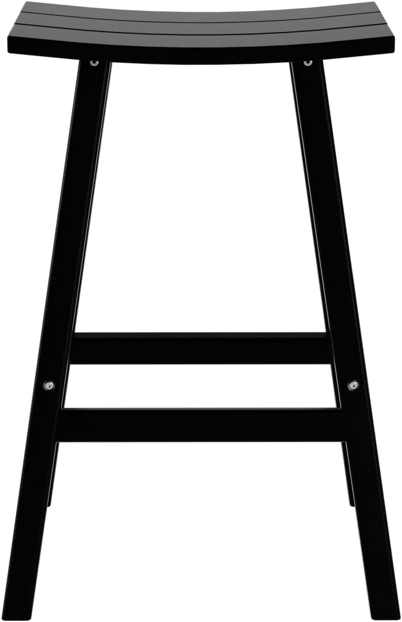 WO Home Furniture – Taburete de sillín de 29 pulgadas Adirondack HDPE sin respaldo para patio, cocina, bar (negro)