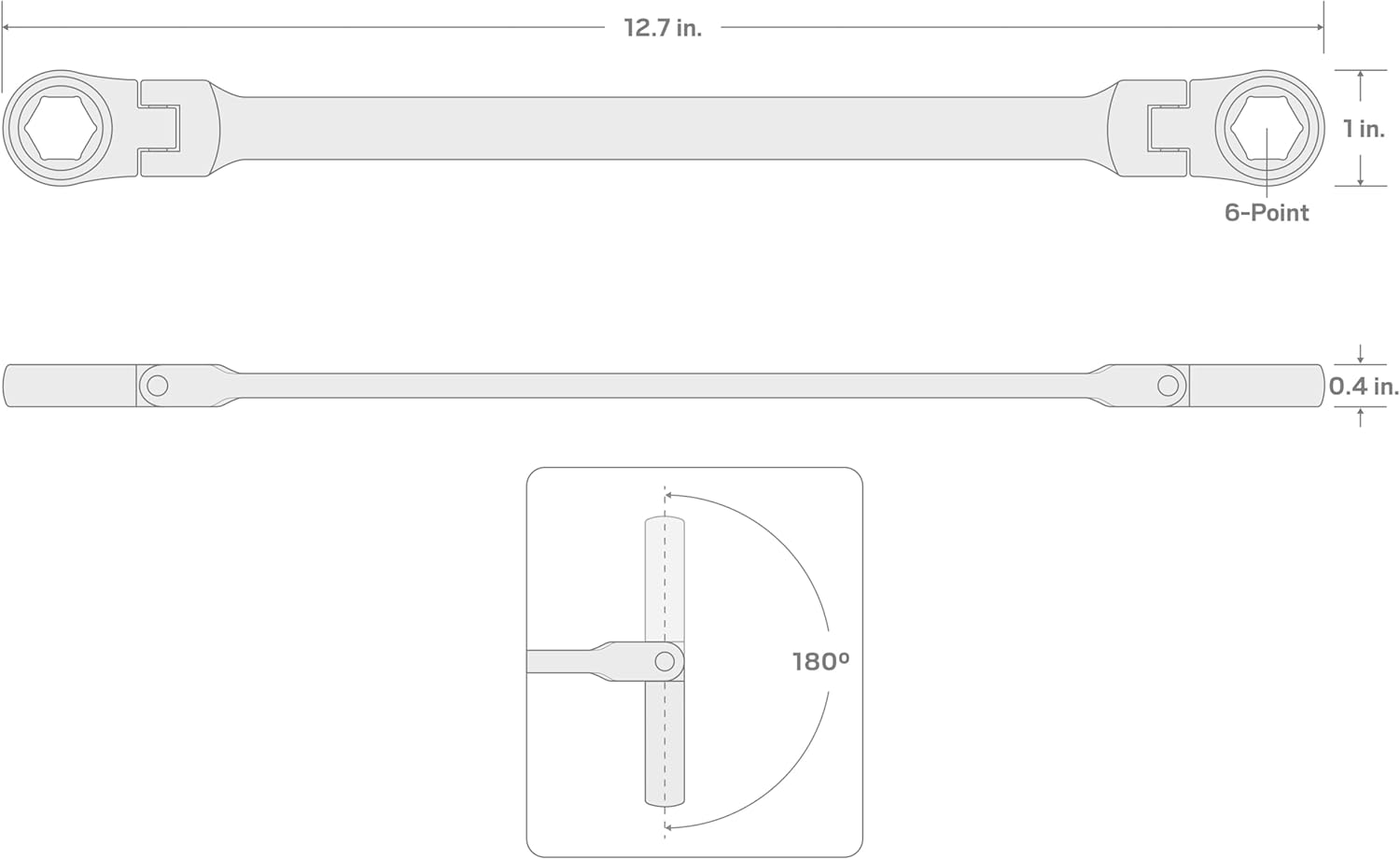 TEKTON Llave de extremo de caja de trinquete flexible de 716 x 12 pulgadas de largo  WRN77005