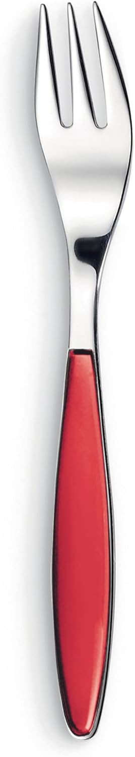 Guzzini Tenedor de postre rojo transparente
