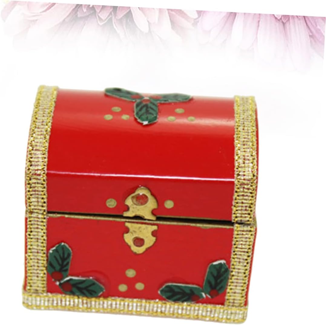 TOYANDONA 1pc juego de madera mini muebles mini juguetes muebles simulados juguete mini artesanía caja de Navidad juguete madera rojo artesanía