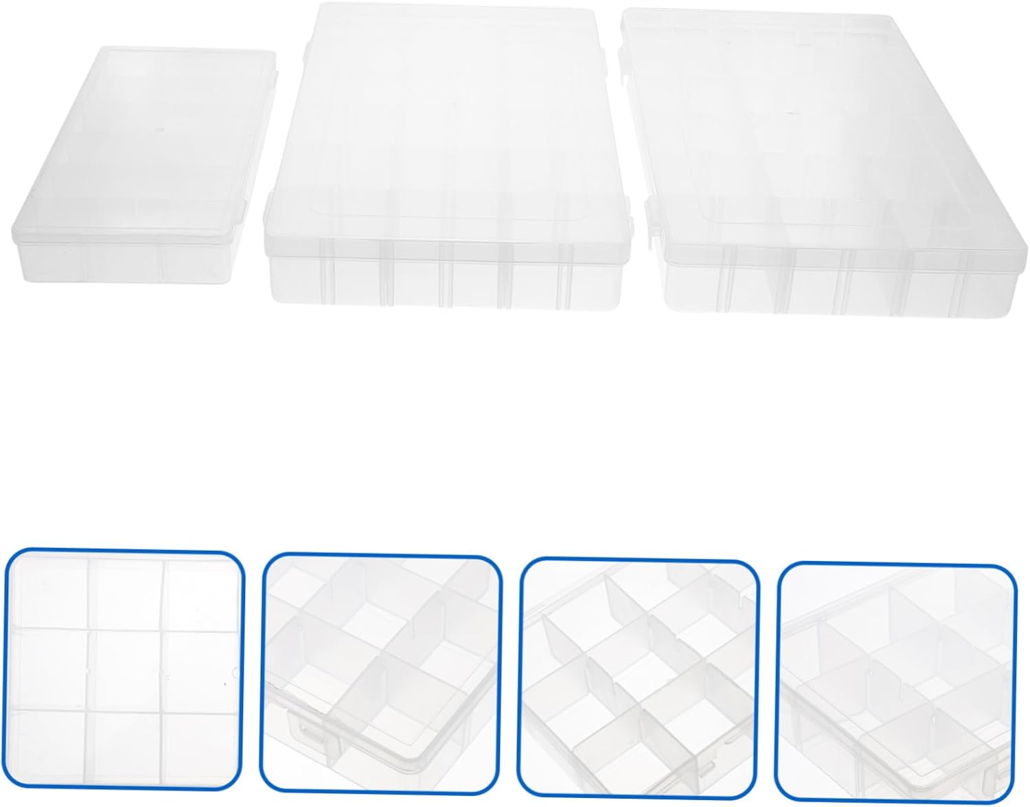Cabilock Caja de almacenamiento transparente de PP, caja de almacenamiento de cosméticos, organizador de cosas de uñas, contenedor transparente,
