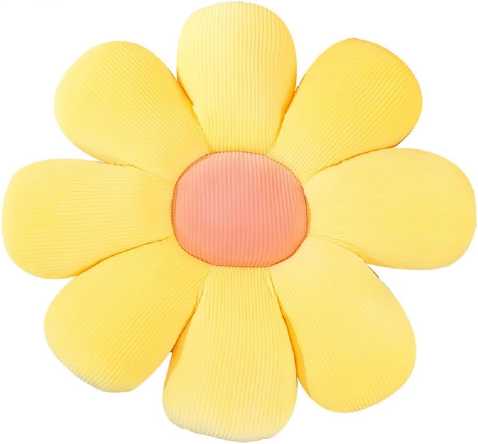PINGESILU Cojín suave en forma de flor para silla, cojín de felpa para decoración del hogar y oficina (40 x 40, amarillo)