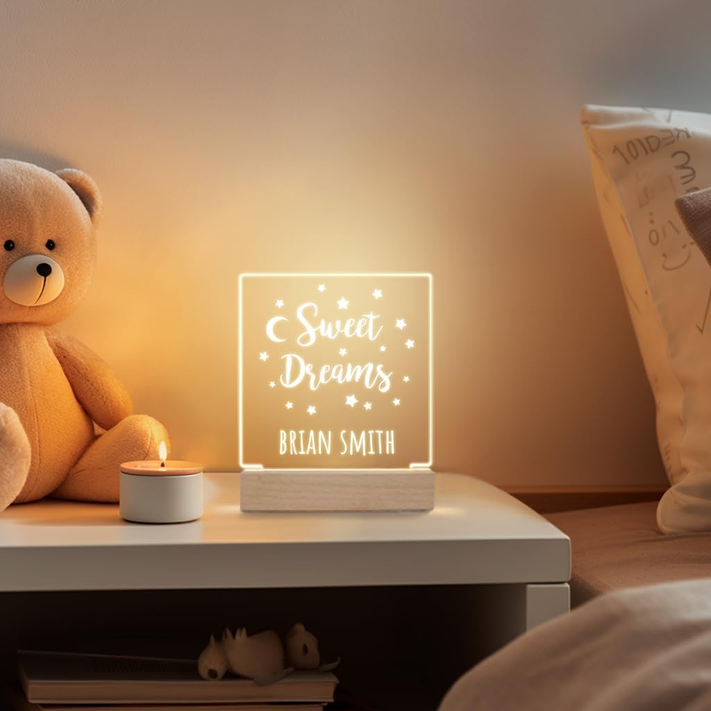 With Love From Julie Luz nocturna personalizada para niños y niñas, regalos personalizados para bebé, guardería, lámpara de dormitorio, dulces sueños