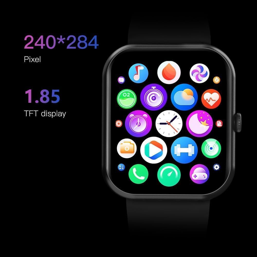 Reloj inteligente Smartwatch con pantalla grande de 1.85 pulgadas, pantalla de bloqueo de contraseña de música y llamada de fitness, impermeable,