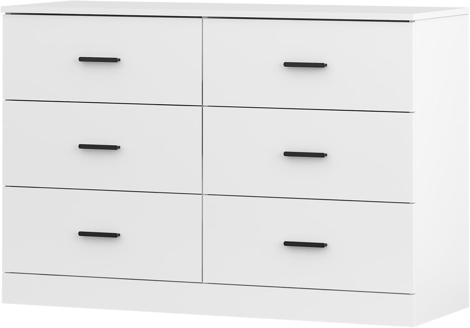 Cómoda moderna de 6 cajones para dormitorio, cómoda ancha de madera para almacenamiento en el suelo, organizador de cajones laterales con asas de