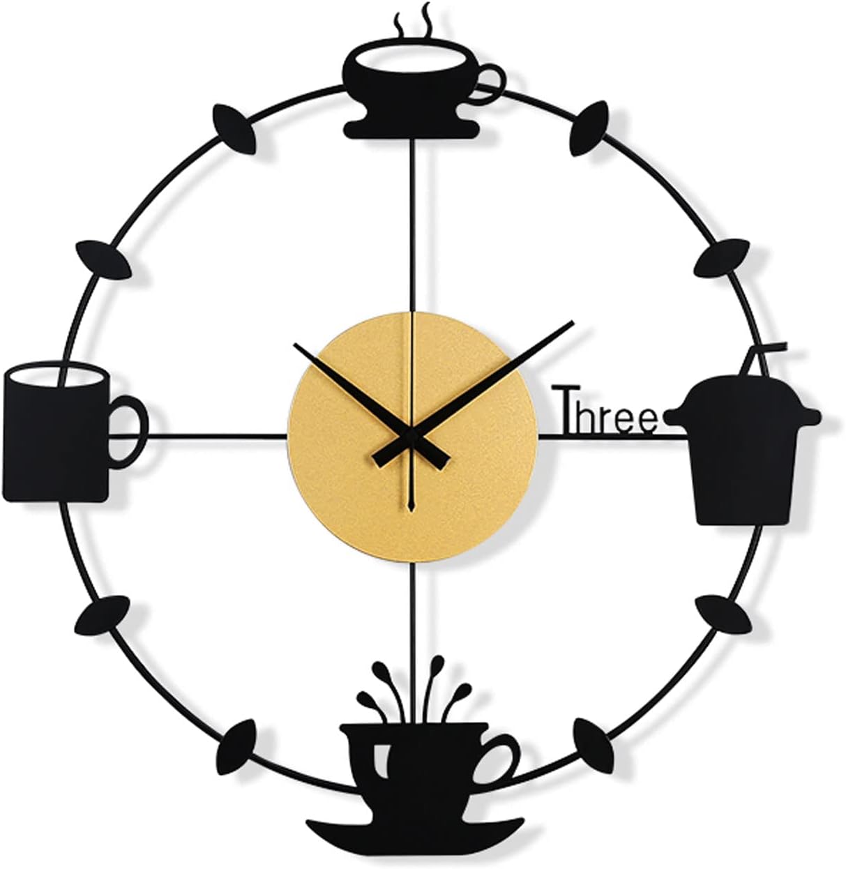 AOKLEY Reloj de pared – Reloj de pared para cocina, café, decoración moderna y minimalista de arte abstracto, 20 pulgadas, silencioso, sin tictac,