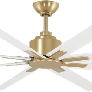 MINKA-AIRE F896-65-SBRWHF Xtreme H2O Ventilador de techo para exteriores de 65 pulgadas con motor de CC en acabado de latón suave con cuchillas MINKA-AIRE F896-65-SBRWHF Xtreme H2O Ventilador de techo para exteriores de 65 pulgadas con motor de CC en acabado de latón suave con cuchillas
