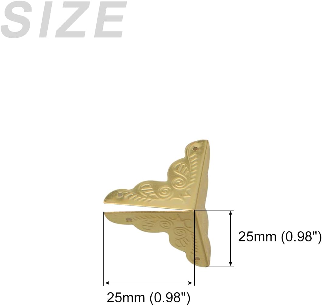 Protectores de esquina decorativos (0.984 in0.98 pulgadas), 16 unidades, funda de metal de madera para muebles, mesa de madera, tono dorado
