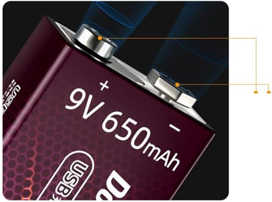 MNB Batería recargable de 9 V, batería de litio 6F22, pistola de temperatura corporal, cubeta, micrófono, multímetro, guitarra USB de nueve voltios,