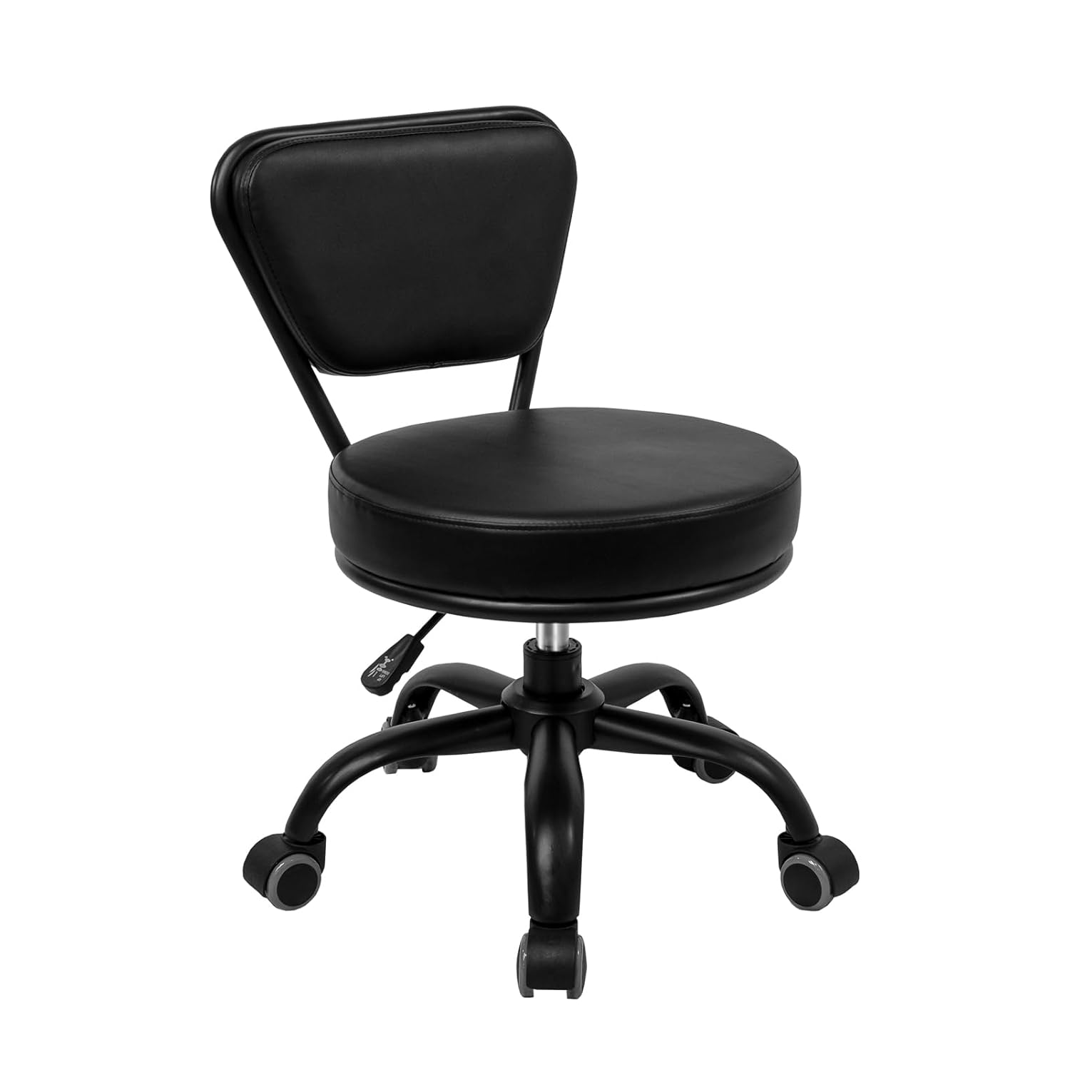 Dayton Taburete de pedicura (negro mate) neumático, altura ajustable, perfecto para salón de uñas, pedicura spa
