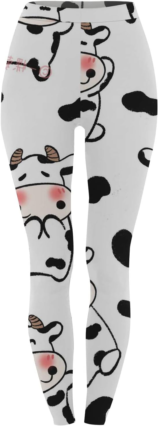 SMIDOW Leggings moldeadores con estampado lindo para mujer, leggings de cintura alta, pantalones deportivos elásticos de meter