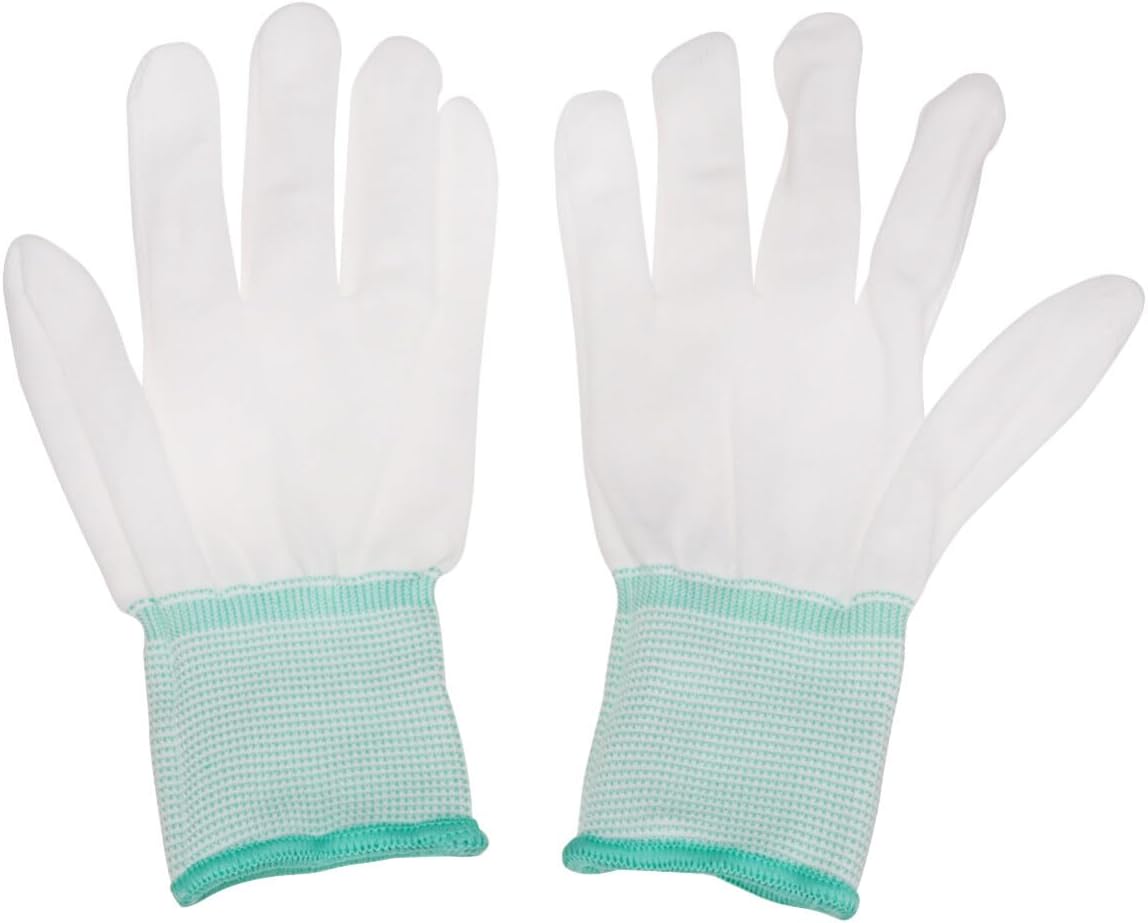 KESYOO 12 pares de guantes resistentes a los cortes, guantes de trabajo de nailon, guantes de trabajo antiestáticos, guantes de seguridad blancos