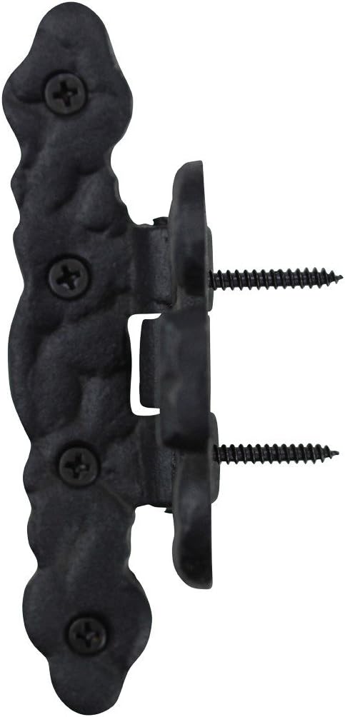 Renovators Supply Manufacturing Bisagra negra para puerta de gabinete con herrajes de 4.5 pulgadas, bisagra de montaje empotrado de hierro forjado