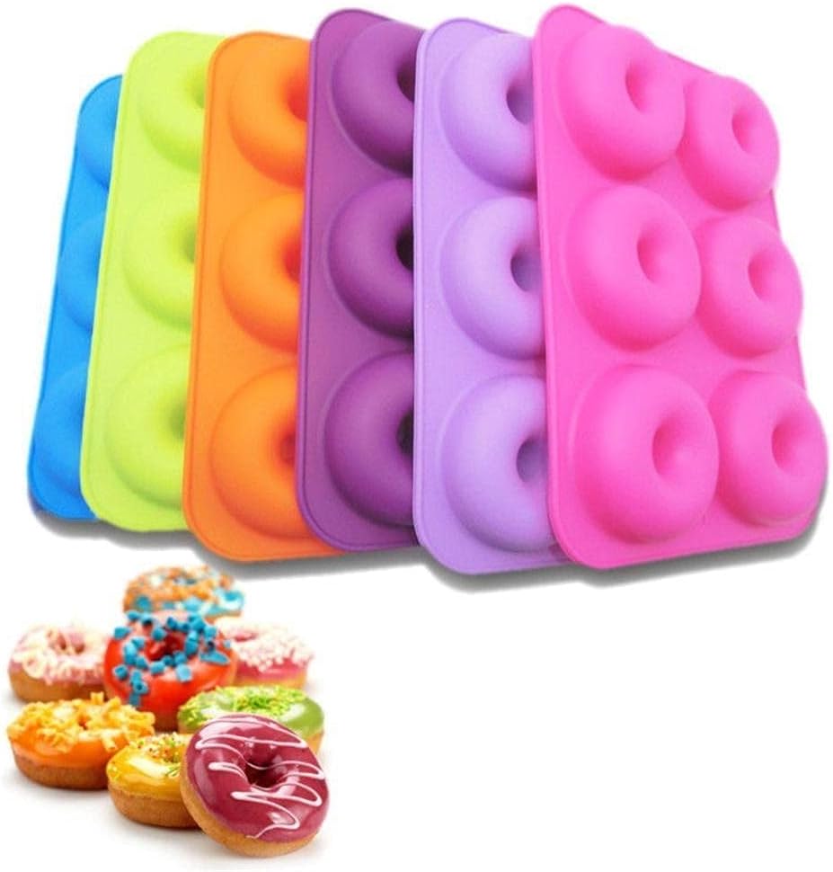 Molde de silicona para panadería de 6 cuadrículas, molde de dona antiadherente, molde de dona para el hogar, hecho a mano, postre hecho a mano,