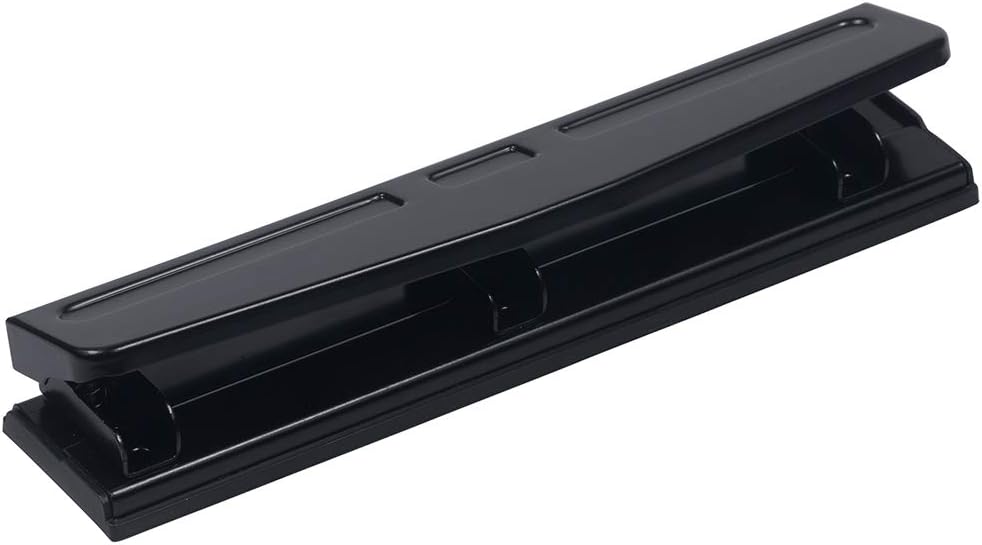 JAM PAPER Perforadora de metal con 3 agujeros, color negro, capacidad de 10 hojas, se vende individualmente