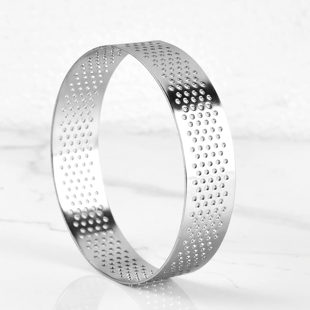 Guowall Anillo para tarta de acero inoxidable, molde de metal para pastelería para tartaleta circular, postre francés, corteza de tarta de fruta