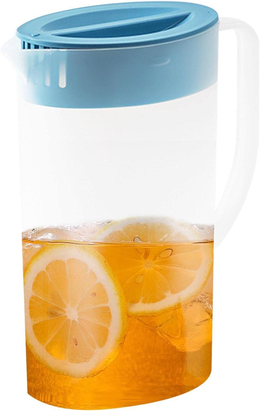 Jarra de agua para bebidas, jarra de jugo con tapa, jarra de té helado, recipiente de limonada para leche, boquilla en forma de V, jarras de jugo de