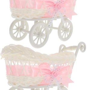 2 cestas tejidas para fiestas, decoraciones de boda para ceremonia, cesta rosa, decoración de ratán, cesta de flores de ducha, caja de dulces de 2 cestas tejidas para fiestas, decoraciones de boda para ceremonia, cesta rosa, decoración de ratán, cesta de flores de ducha, caja de dulces de