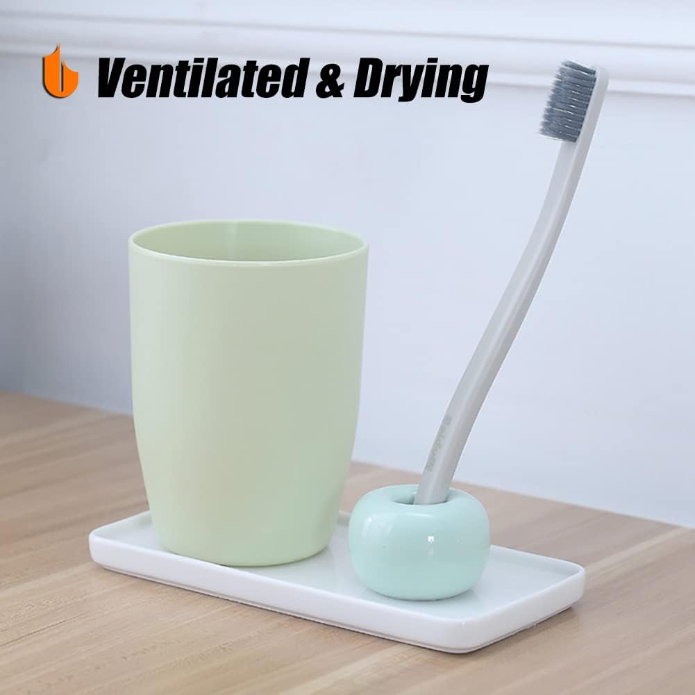 Urbanstrive Elegante soporte para cepillos de dientes de cerámica para encimeras de tocador de baño, color negro