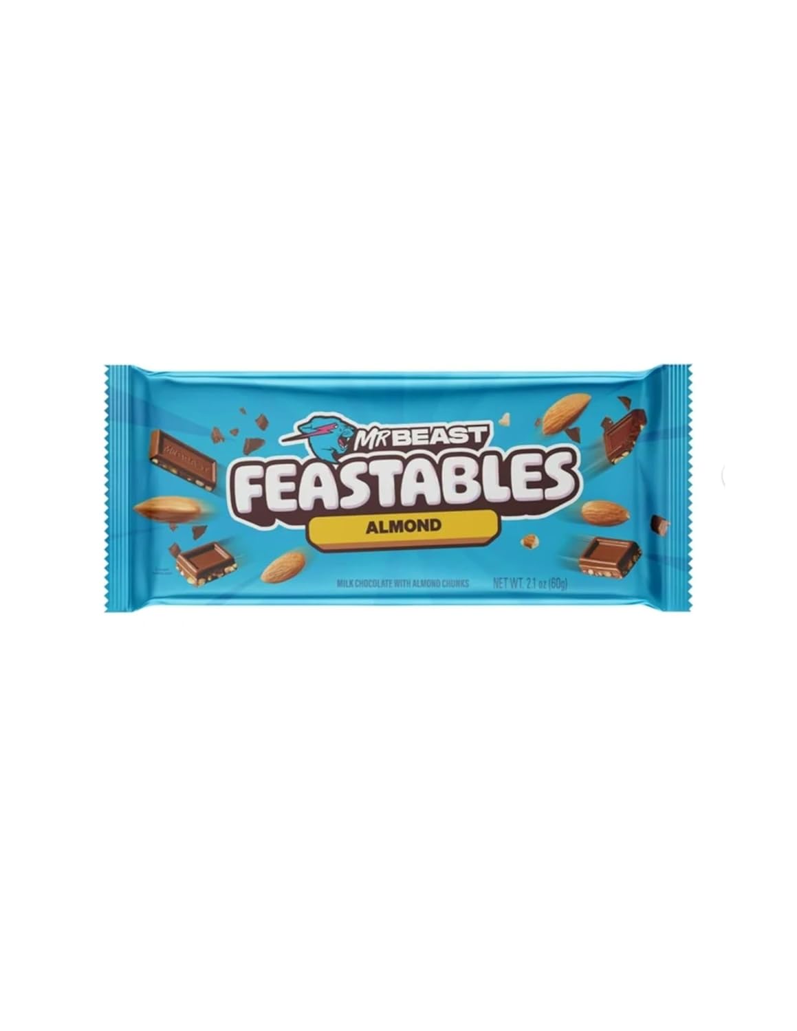 Feastables Beast Bar – Barra de chocolate con leche con mantequilla de maní, chocolate con leche y almendras, chocolate con leche crujiente (3