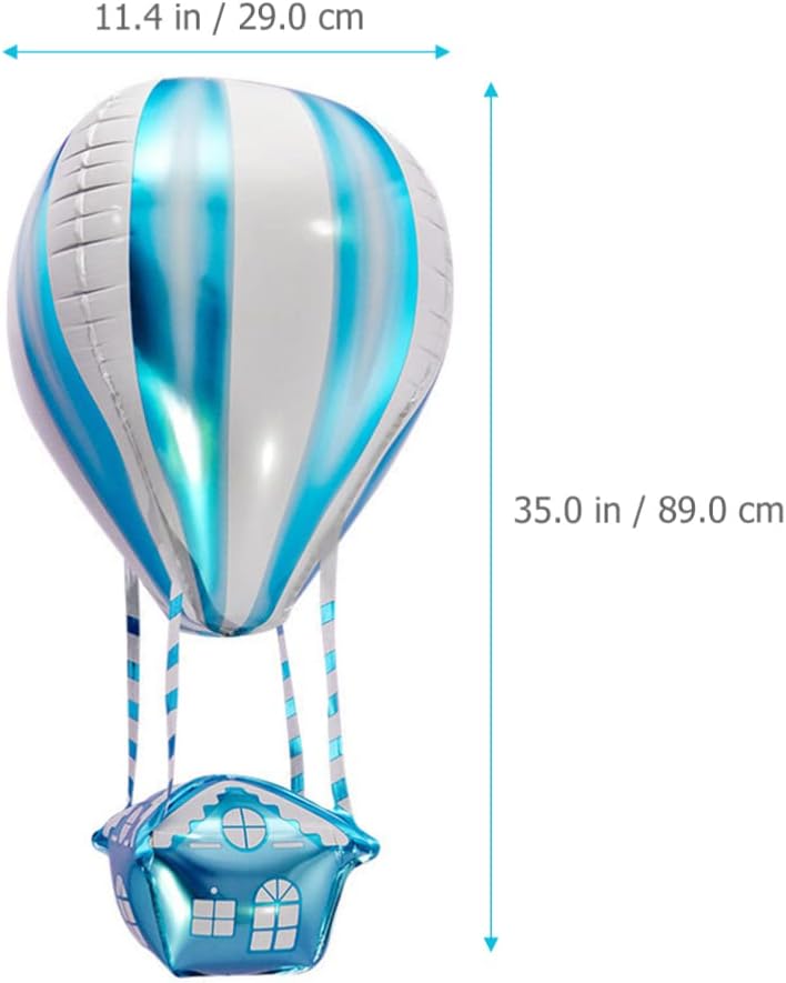 Zerodeko 10 globos de aluminio, forma de globo aerostático, azul, suministros de fiesta, autosellado, unisex, cumpleaños, baby shower, boda,