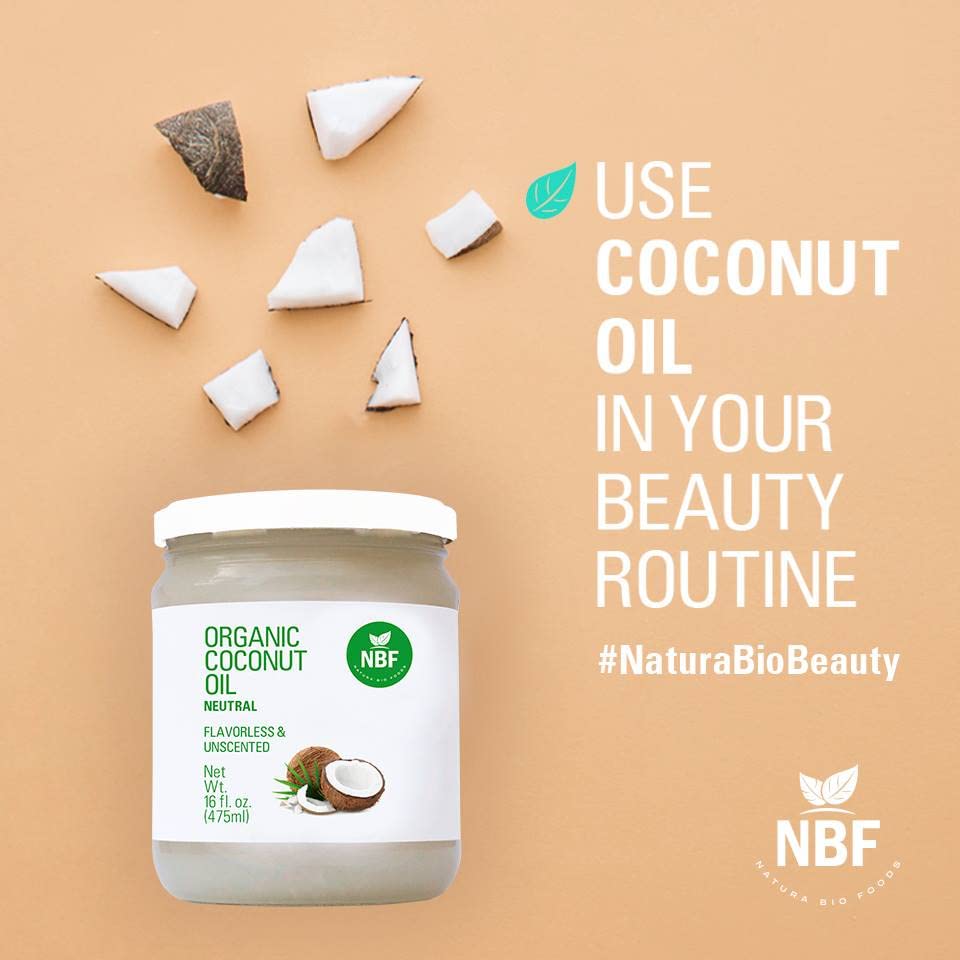 NBF Aceite de coco orgánico, sin sabor ni olor, sin OMG, prensado en frío, naturalmente refinado, sabor y aroma neutros, (16 onzas líquidas)