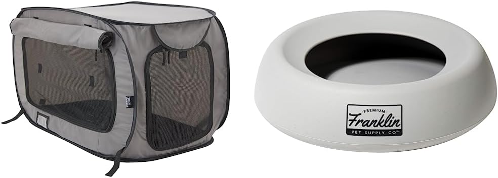 SportPet Designs – Cuenco grande para mascotas a prueba de derrames, para perros y gatos, plato portátil para mascotas para perros + gatos, cuenco
