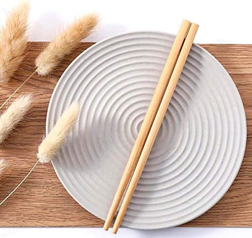 Juego de palillos de madera de bambú chino natural de 9.5 pulgadas, reutilizables, estilo clásico, palillos de madera (5 pares)