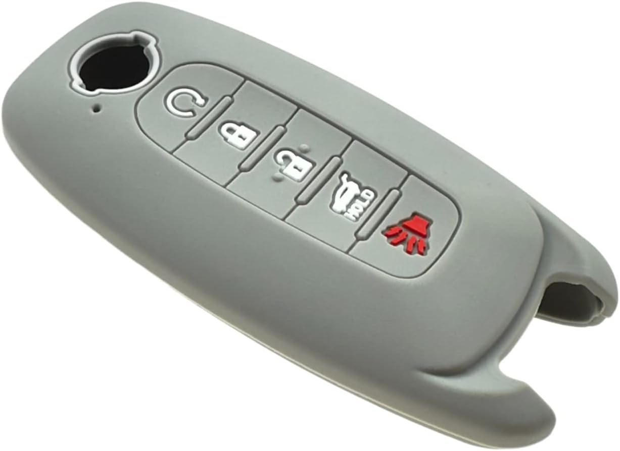 Funda de goma de silicona para llavero compatible con Nissan Pathfinder Rogue (5 botones, negrogris)