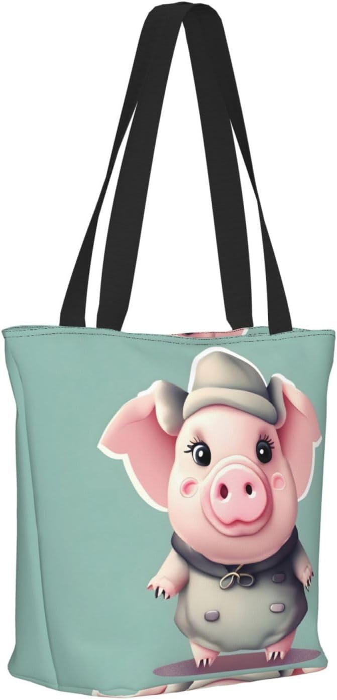 Breaux Lindas bolsas de cerdo, bolsas de mano con estampados, bolsas de compras reutilizables, bolsas de comestibles para mujeres y niñas