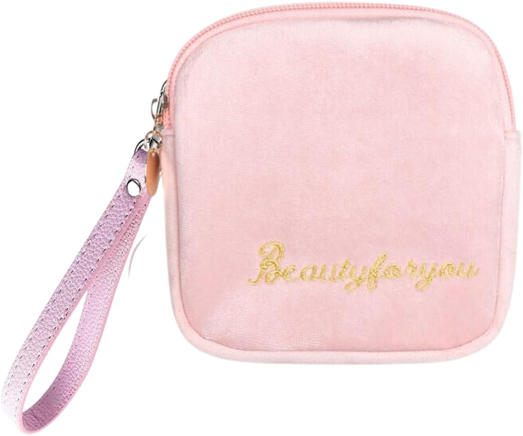 Bolsas de almacenamiento reutilizables para servilletas sanitarias portátiles para mujeres y niñas  Terciopelo suave al tacto con cordón de clip