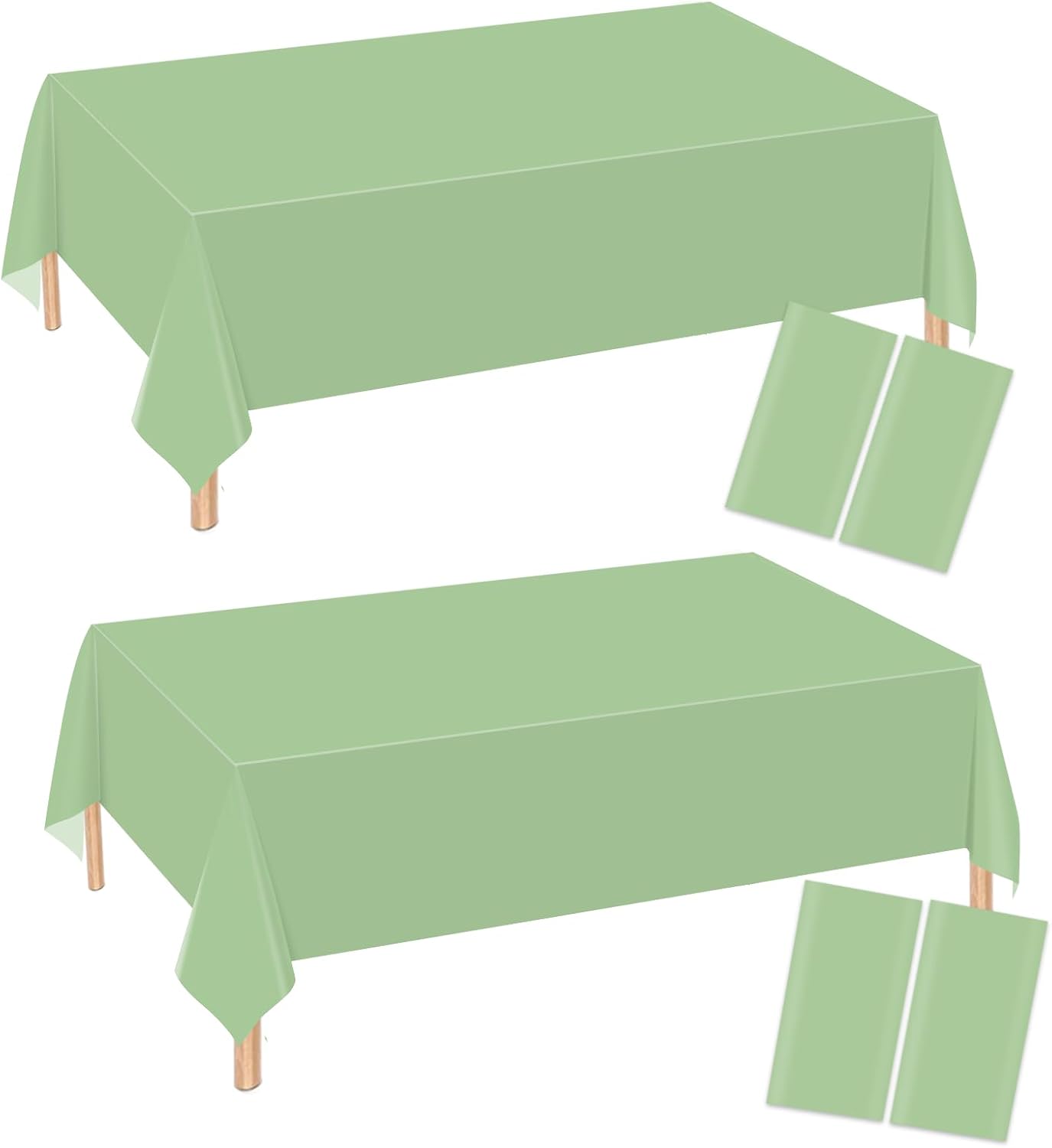 4 manteles de plástico de plástico color verde salvia, desechables para mesas para fiestas, despedidas de soltera, compromisos, bodas, cumpleaños,