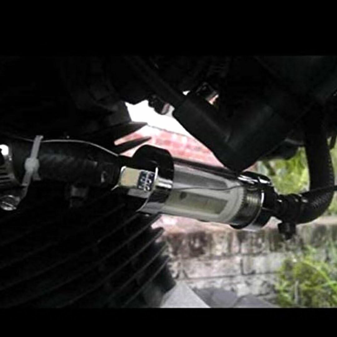 Paquete de 2 filtros de combustible universales Clear View en línea 38 “cromo manguera Barb Gasolina