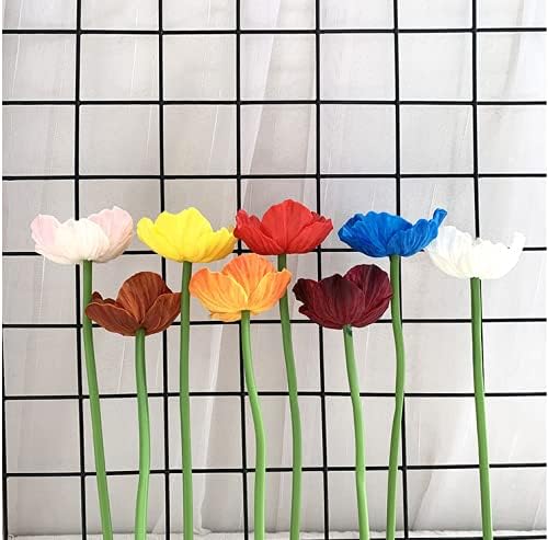 10 ramos de flores artificiales de 11 pulgadas, flores de amapola, anémona sintética de poliuretano, flores silvestres falsas para mesa de cocina,