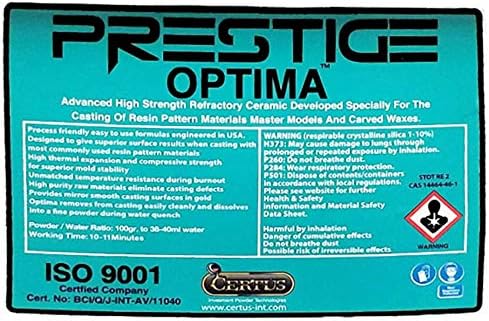 Prestige Optima Premium – Polvo de inversión de alta temperatura para fundición de patrones de resina y plástico, cera perdida, 33 lb