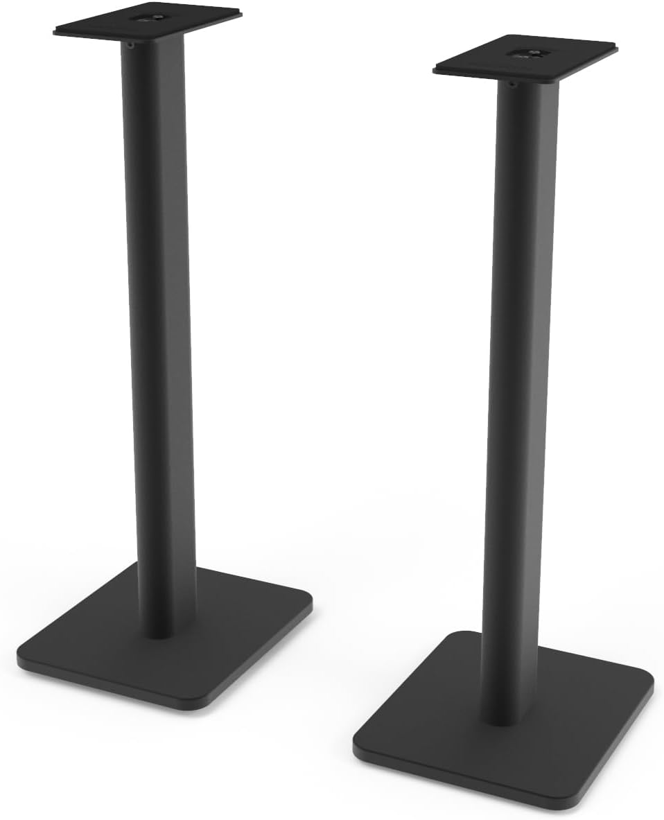 Kanto SP26PL – Soportes universales para altavoces de estantería  26 pulgadas de alto  Placa superior giratoria de dos tamaños con acolchado de