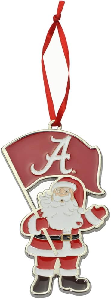 Adorno navideño de metal de Papá Noel de Alabama Crimson Tide