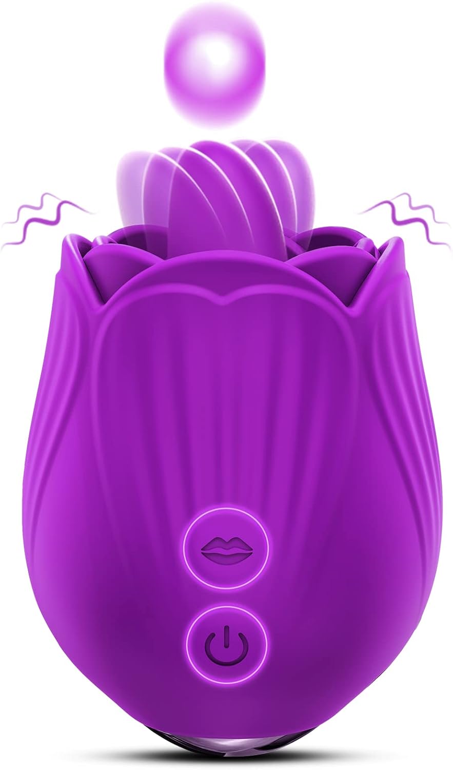 Vibrador de juguete de rosas para mujer, estimulador de clítoris, juguetes para lamer la lengua, mini vibrador con 10 modos de vibración, 10 modos