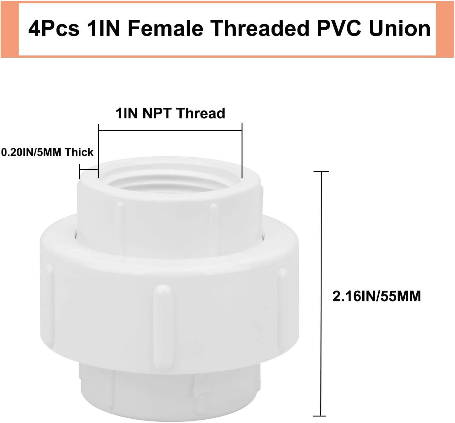 Adaptador de acoplamiento hembra de unión de PVC roscado hembra de 1 pulgada (hembra x hembra) Adaptador de acoplamiento de unión hembra FNPT de 1