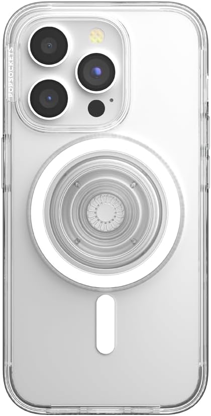 PopSockets Funda para iPhone 15 Pro con agarre redondo para teléfono compatible con MagSafe, funda de teléfono para iPhone 15 Pro, compatible con