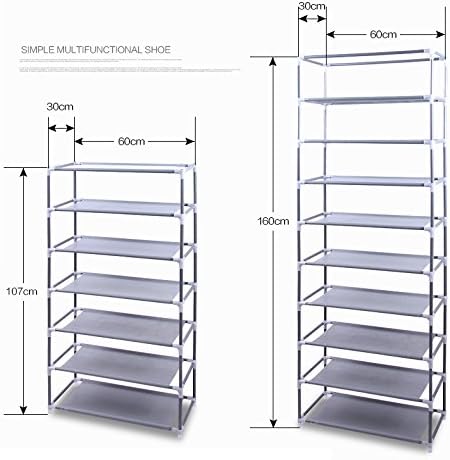Zapatero organizador, De moda de ahorro de habitación 9 celosías Tela no tejida Zapatero gris, Zapateras organizador para zapatos