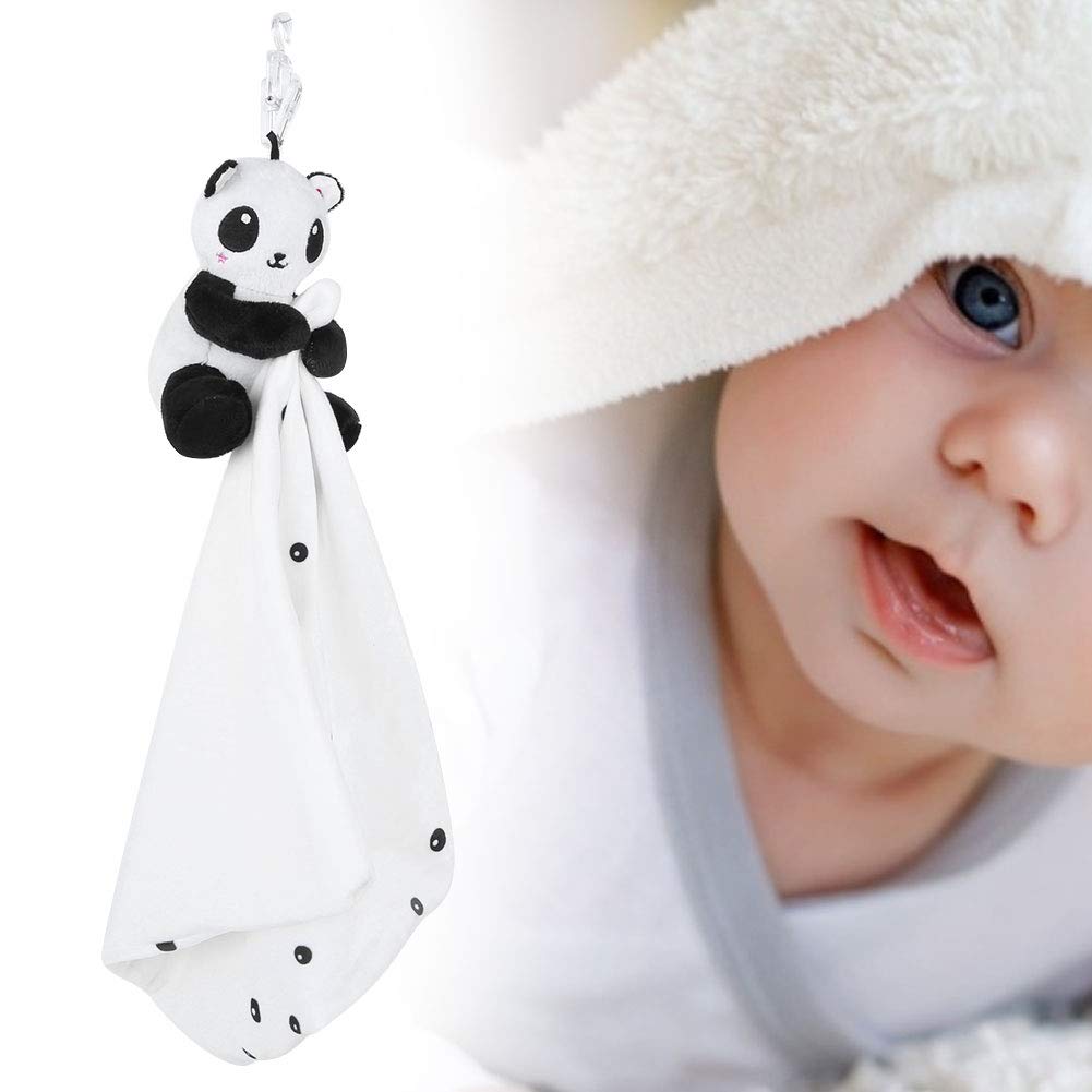 Manta de seguridad para bebé con animales de peluche para niños y niñas, súper suave y adorable (panda negro y blanco)