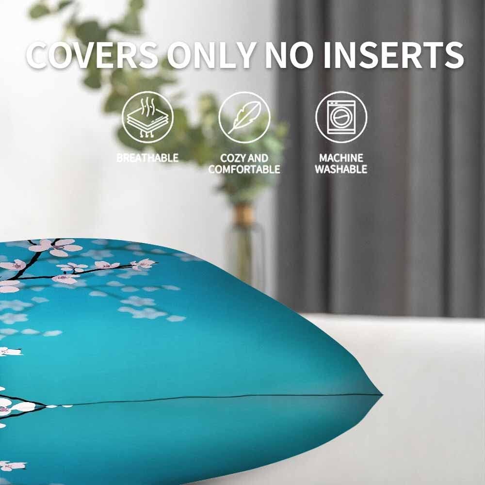 Beabes Almohadas decorativas cuadradas con diseño de cerezo en acuarela para sofá o cama, 18 x 18 pulgadas, para mujeres, hombres, niños y niñas,