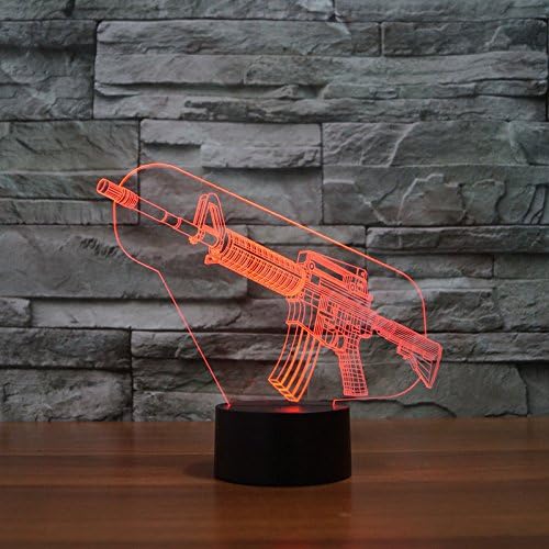 3D Gun Luz nocturna 16 cambio de color LED Control remoto mesa lámpara de escritorio acrílico plana ABS base USB decoración del hogar juguete