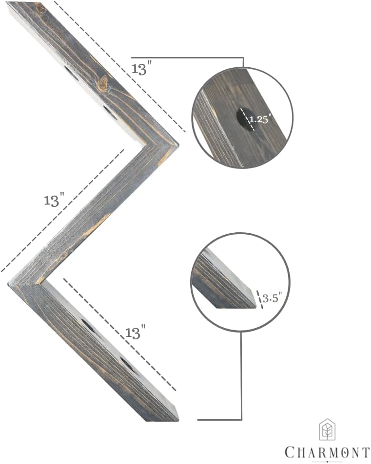 Charmont Estante de madera para vino montado en la pared, soporte rústico de vino en zigzag – Soporte para botellas de vino para bar, almacenamiento