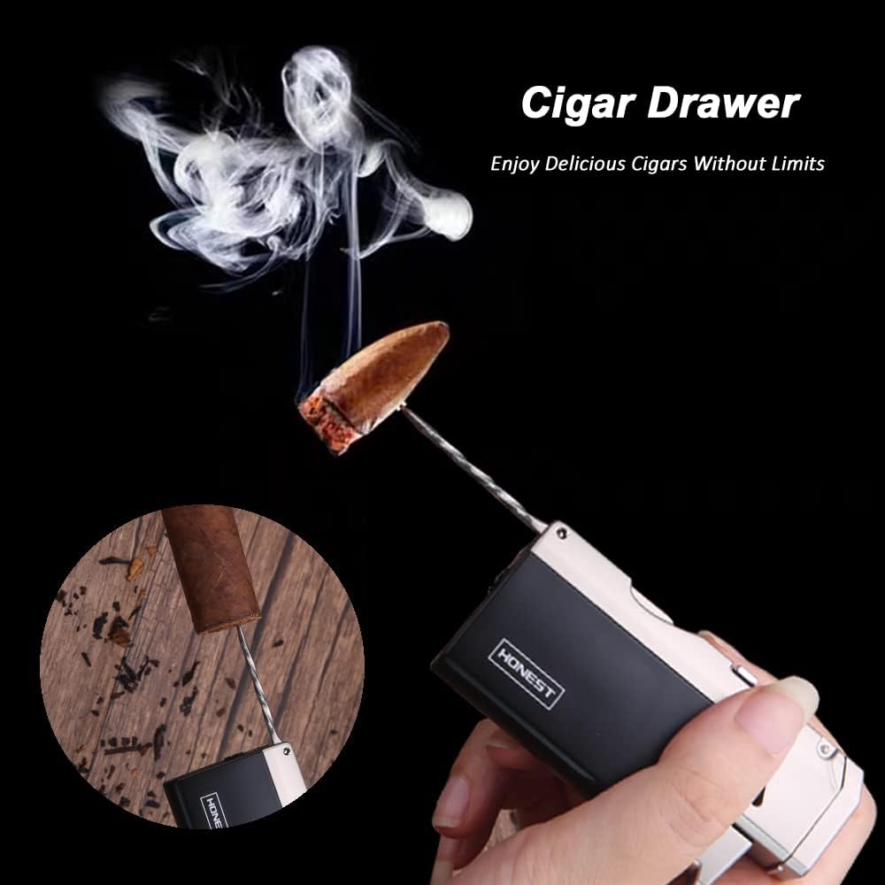 PROMISE Encendedor de cigarrillos Jet Torch Power Flame Encendedor de llama Jetflame, encendedor de puros ajustable de butano recargable para puerta