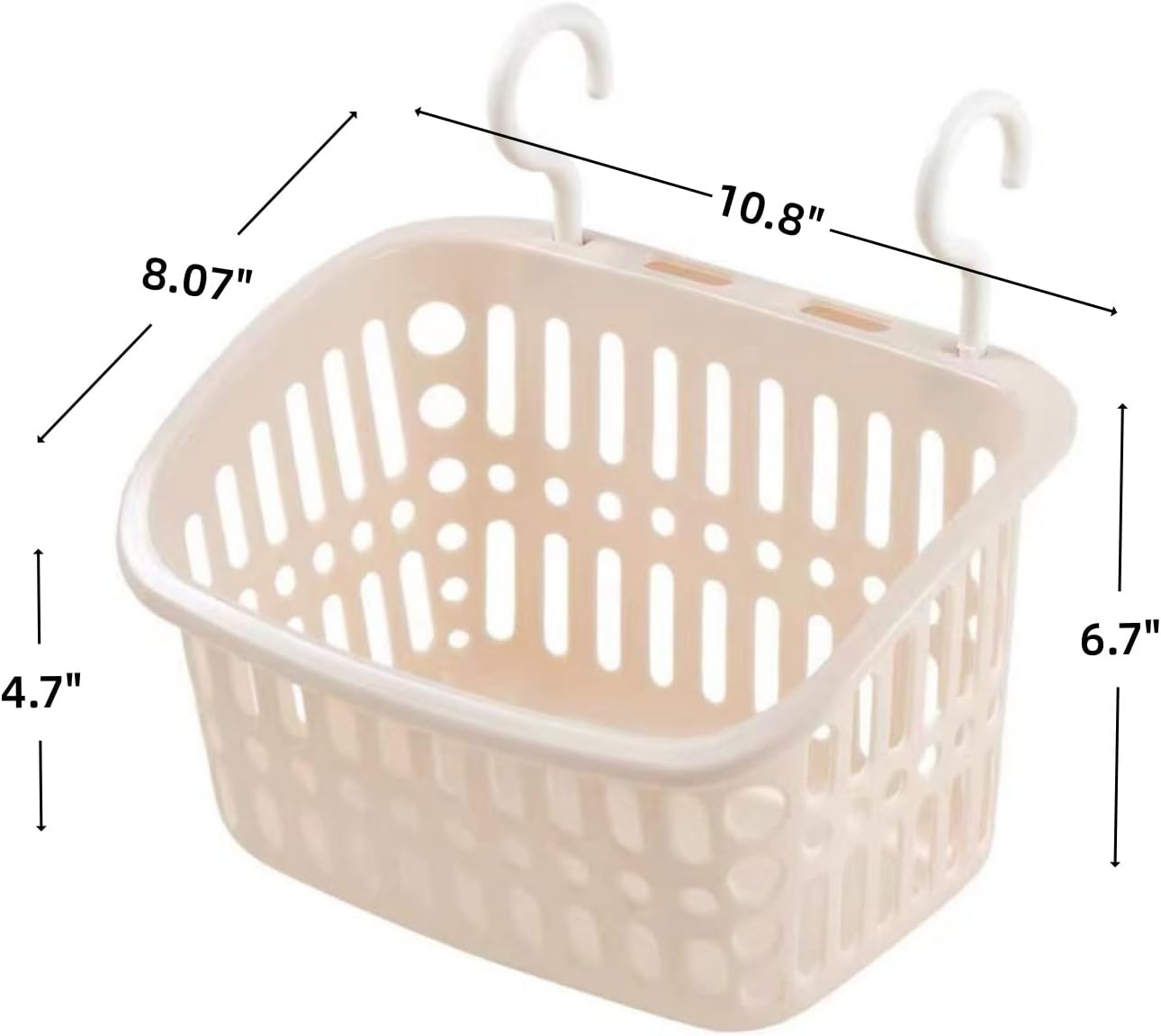 Jecvxor Cesta de almacenamiento de plástico colgante para baño, cocina, 10.8 x 8.07 x 6.7 pulgadas (beige)