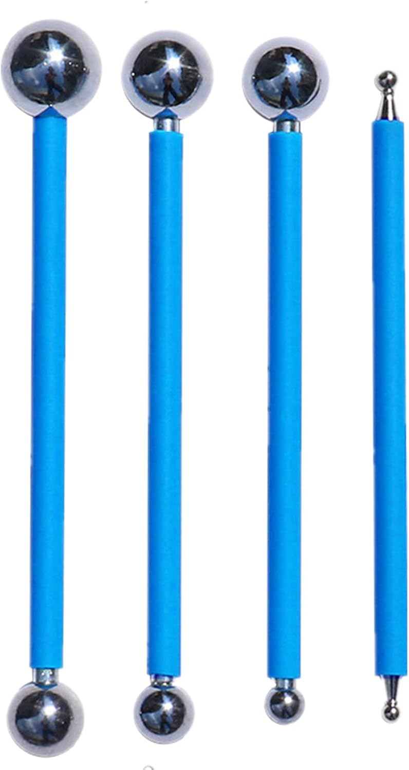 Juego de 4 herramientas de calafateo de encimera de hormigón, herramienta de acabado de azulejos de bola de metal, utilizada para presionar el